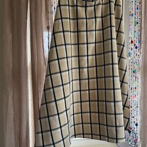 Plaid A-Line Skirt in Cream and Black
